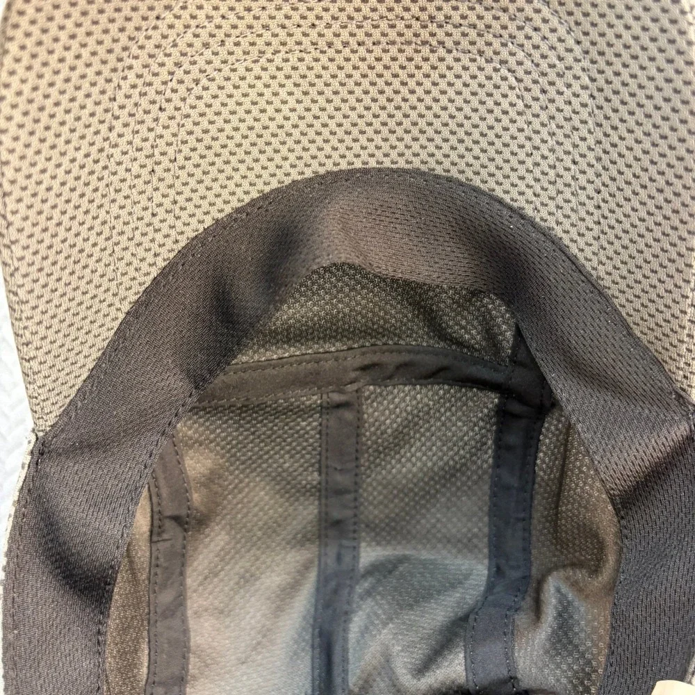 Grey Mesh 5 Panel Running Hat Reflective Piping Adjustable Strap Athletic Cap